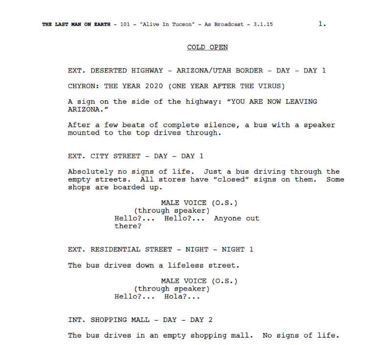 LAST MAN ON EARTH SCRIPT