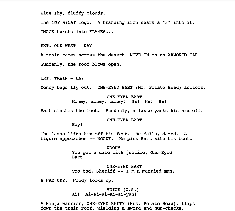 Toy Story 3 script excerpt