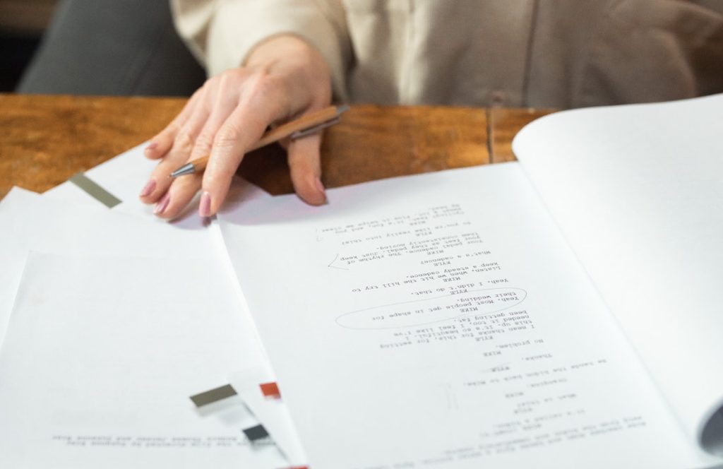 woman reading a script