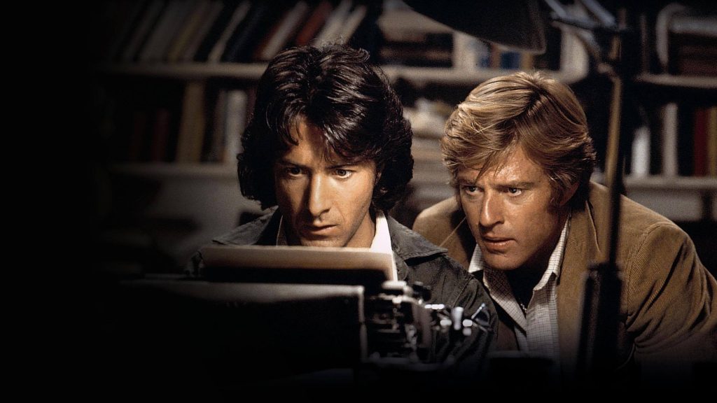 Carl (Dustin Hoffman) and Bob (Robert Redford) typing in 'All the President's Men,' 5 Steps to Getting Yourself Hired for Pro Screenwriting Assignments
