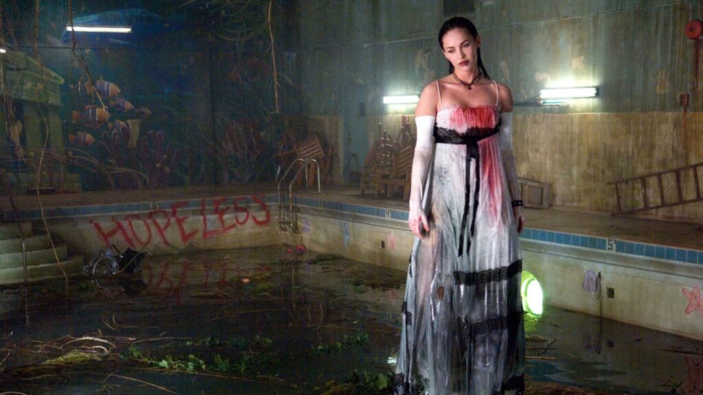 Jennifer (Megan Fox) floating over a pool in 'Jennifer's Body,' 5 Trademarks of a Diablo Cody Script