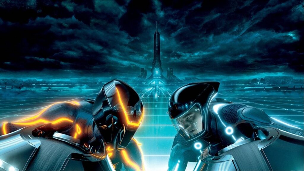 Two people racing on light motorcycles in 'Tron: Legacy,' Breaking Down the Character Archetypes of the Hero’s Journey