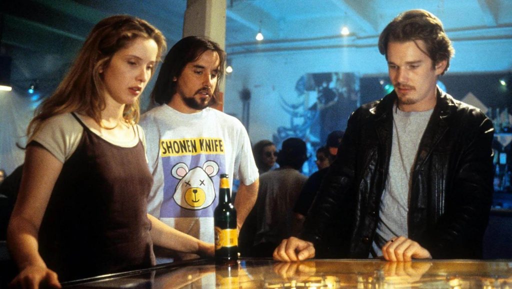 Ethan Hawke, Julie Delpy, and Richard Linklater on the set of 'Before Sunrise'