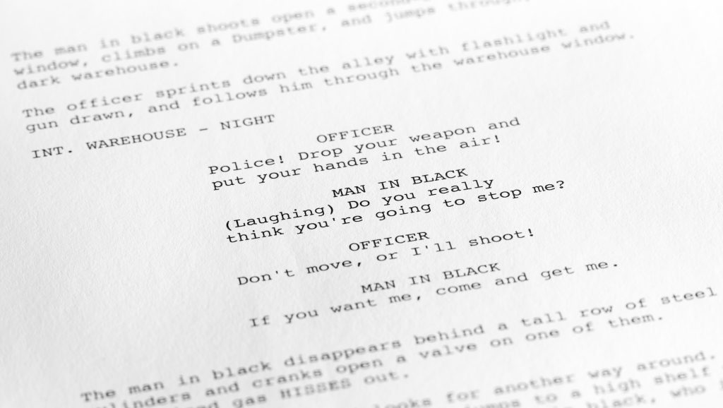 A close up of a screenplay