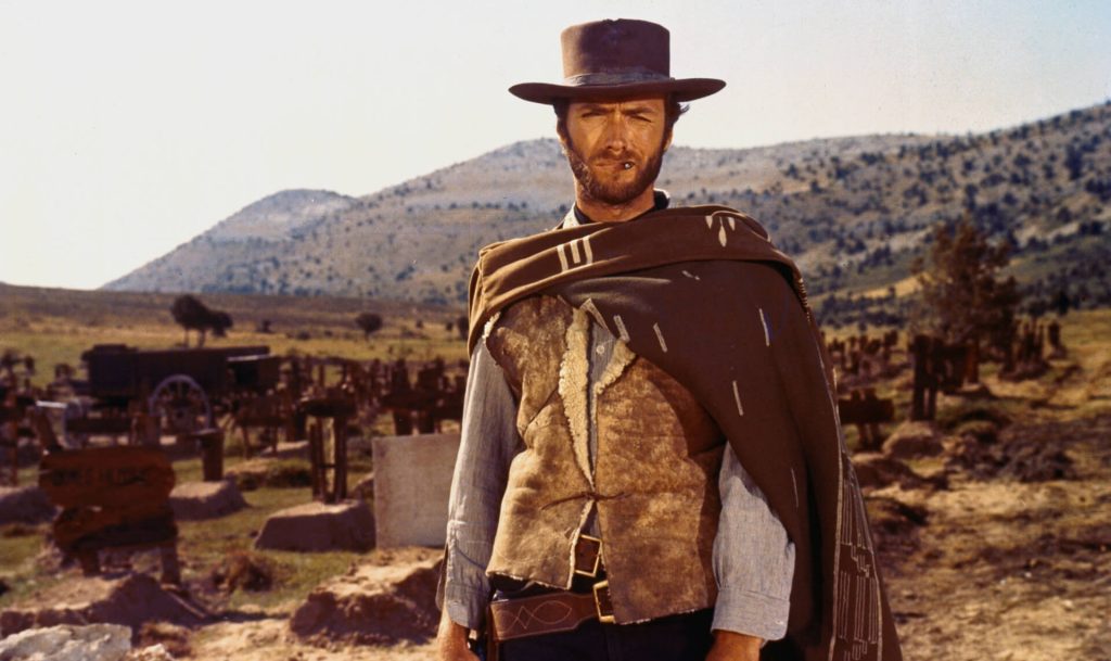 The Man with No Name (Clint Eastwood) looking over the desert in 'The Good, the Bad and the Ugly'