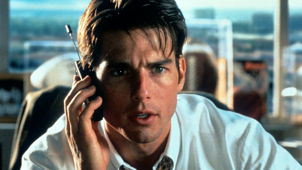 Jerry Maguire (Tom Cruise) on the phone in 'Jerry Maguire'