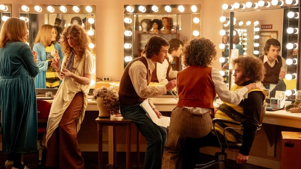 The cast of "Saturday Night' in a dressing room