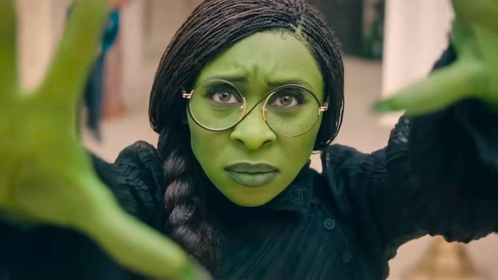 Elphaba (Cynthia Erivo) uses magic in Wicked.